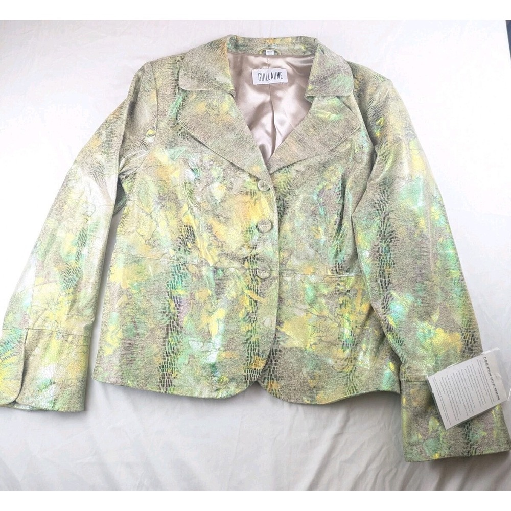 Guillaume Iridescent Green Floral-Print Women's Blazer
